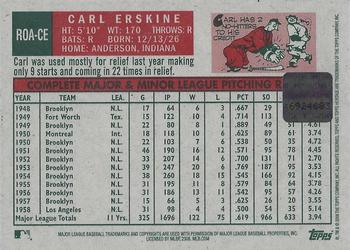 2008 Topps Heritage - Real One Autographs #ROA-CE2 Carl Erskine Back