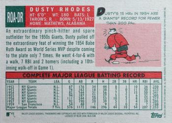 2008 Topps Heritage - Real One Autographs #ROA-DR Dusty Rhodes Back
