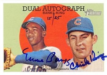 2008 Topps Heritage - Real One Autographs Dual #RODA-BK Ernie Banks / Chick King Front