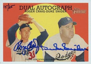 2008 Topps Heritage - Real One Autographs Dual #RODA-CS Roger Craig / Duke Snider Front