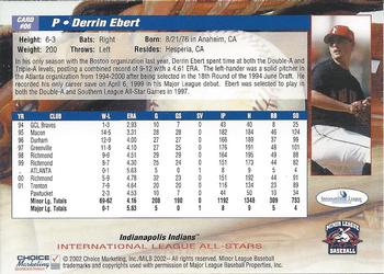 2002 Choice International League All-Stars #6 Derrin Ebert Back
