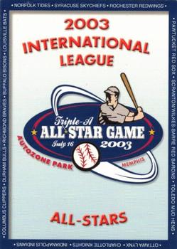 2003 Choice International League All-Stars #1 Cover Card Front