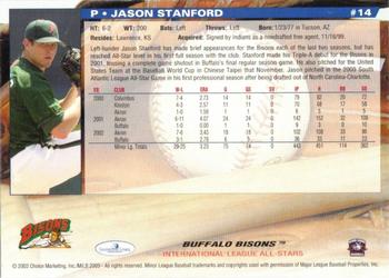 2003 Choice International League All-Stars #14 Jason Stanford Back