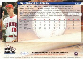 2003 Choice International League All-Stars #17 Travis Chapman Back