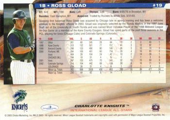 2003 Choice International League All-Stars #19 Ross Gload Back
