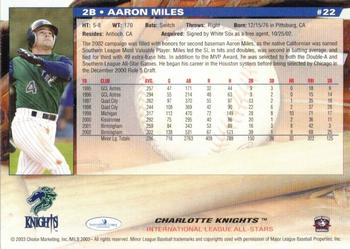 2003 Choice International League All-Stars #22 Aaron Miles Back