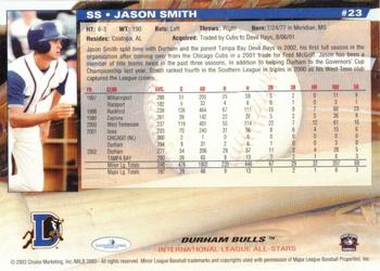2003 Choice International League All-Stars #23 Jason Smith Back
