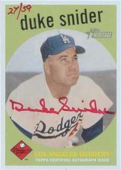2008 Topps Heritage - Real One Autographs Red Ink #ROA-DS Duke Snider Front