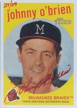 2008 Topps Heritage - Real One Autographs Red Ink #ROA-JO Johnny O'Brien Front