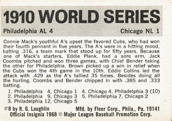 1971 Fleer World Series (Black Backs) #8 1910 - Cubs vs. A's - Eddie Collins Back