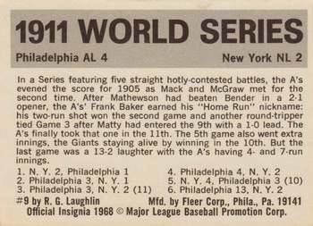 1971 Fleer World Series (Black Backs) #9 1911 - Giants vs. A's - Home Run Baker Back