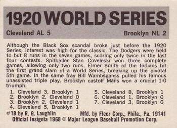 1971 Fleer World Series (Black Backs) #18 1920 - Indians vs. Dodgers - Elmer Smith Back