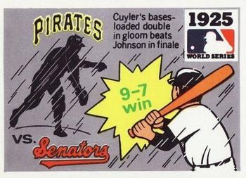 1971 Fleer World Series (Black Backs) #23 1925 - Pirates vs. Senators - Kiki Cuyler / Walter Johnson Front