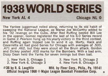 1971 Fleer World Series (Black Backs) #36 1938 - Cubs vs. Yankees Back