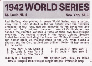 1971 Fleer World Series (Black Backs) #40 1942 - Cardinals vs. Yankees - Whitey Kurowski / Johnny Beazley Back