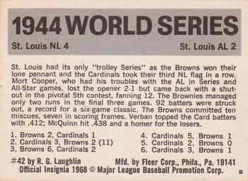 1971 Fleer World Series (Black Backs) #42 1944 - Cardinals vs. Browns - Mort Cooper Back