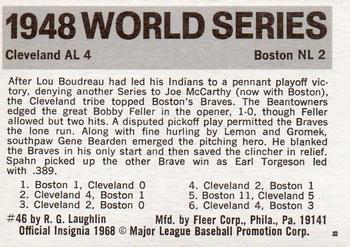 1971 Fleer World Series (Black Backs) #46 1948 - Indians vs. Braves Back