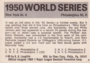 1971 Fleer World Series (Black Backs) #48 1950 - Yankees vs. Phillies - Allie Reynolds Back