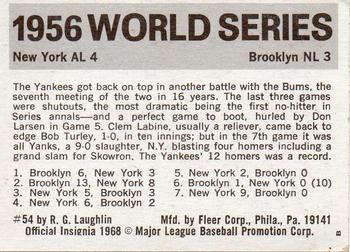1971 Fleer World Series (Black Backs) #54 1956 - Dodgers vs. Yankees - Don Larsen Back