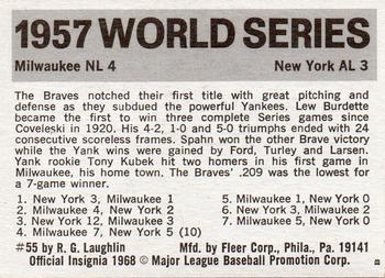 1971 Fleer Laughlin World Series Black Backs #55 1957 - Yankees vs. Braves - Lew Burdette Back