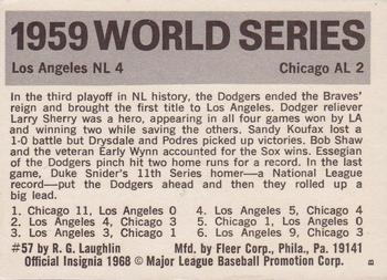 1971 Fleer World Series (Black Backs) #57 1959 - Dodgers vs. White Sox - Duke Snider Back