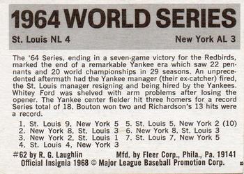 1971 Fleer World Series (Black Backs) #62 1964 - Cardinals vs.Yankees Back
