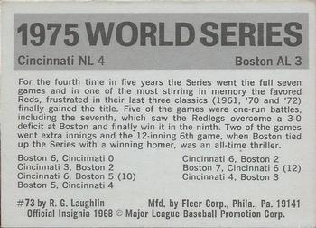 1971 Fleer World Series (Black Backs) #73 1975 - Reds vs. Red Sox Back