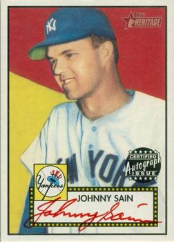 2001 Topps Heritage - Autographs Red Ink #THA-JS Johnny Sain Front