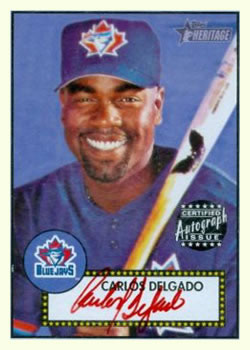 2001 Topps Heritage - Autographs Red Ink #THA-CD Carlos Delgado Front