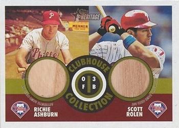 2001 Topps Heritage - Clubhouse Collection Relics #THCC-RASR Richie Ashburn / Scott Rolen Front