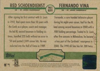 2001 Topps Heritage - Clubhouse Collection Relics #THCC-RSFV Red Schoendienst / Fernando Vina Back