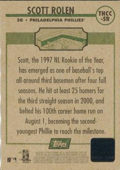 2001 Topps Heritage - Clubhouse Collection Relics #THCC-SR Scott Rolen Back