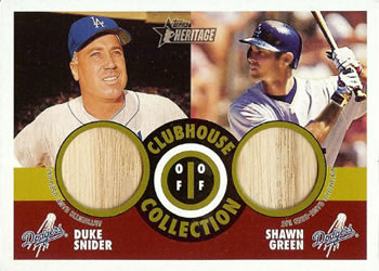 2001 Topps Heritage - Clubhouse Collection Relics #THCC-DSSG Duke Snider / Shawn Green Front