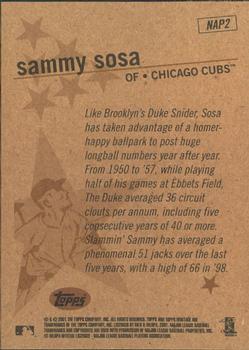2001 Topps Heritage - New Age Performers #NAP2 Sammy Sosa Back