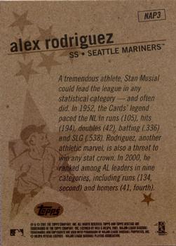 2001 Topps Heritage - New Age Performers #NAP3 Alex Rodriguez Back