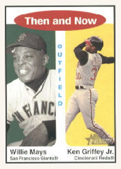 2001 Topps Heritage - Then and Now #TH3 Willie Mays / Ken Griffey Jr. Front