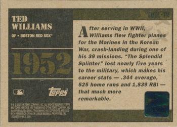2001 Topps Heritage - Time Capsule #THTC-TW Ted Williams Back