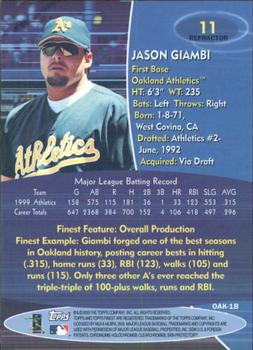 2000 Finest - Refractors #11 Jason Giambi Back