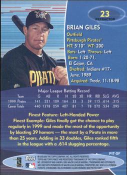 2000 Finest - Refractors #23 Brian Giles Back