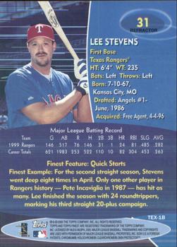 2000 Finest - Refractors #31 Lee Stevens Back