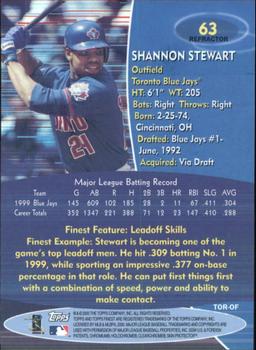2000 Finest - Refractors #63 Shannon Stewart Back
