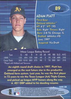 2000 Finest - Refractors #89 Adam Piatt Back