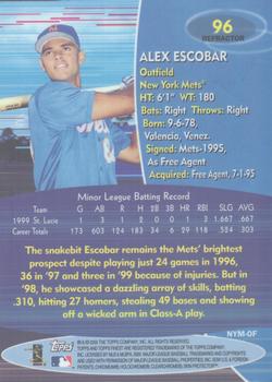 2000 Finest - Refractors #96 Alex Escobar Back