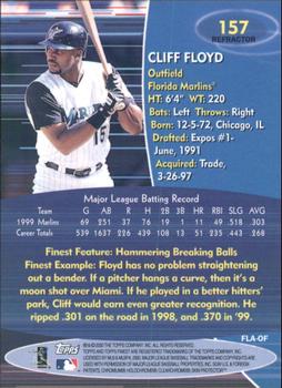 2000 Finest - Refractors #157 Cliff Floyd Back
