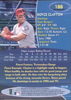 2000 Finest - Refractors #188 Royce Clayton Back