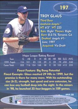 2000 Finest - Refractors #197 Troy Glaus Back