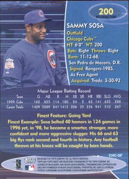 2000 Finest - Refractors #200 Sammy Sosa Back