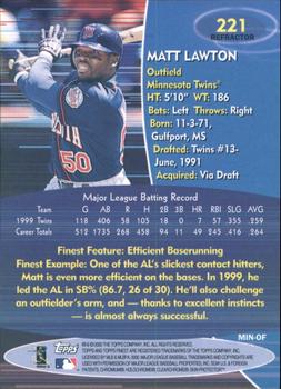 2000 Finest - Refractors #221 Matt Lawton Back