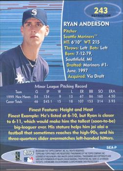 2000 Finest - Refractors #243 Ryan Anderson Back