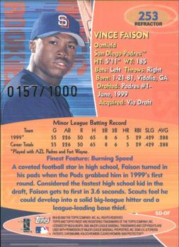 2000 Finest - Refractors #253 Vince Faison Back